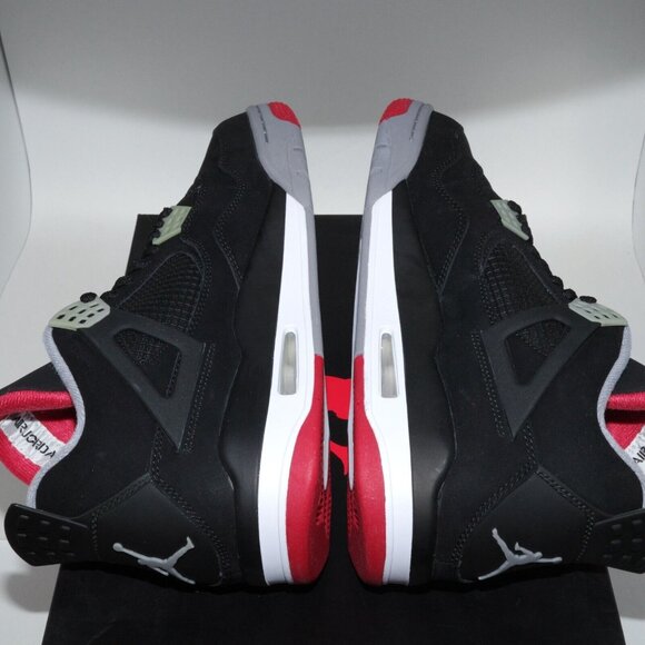 Nike Air Jordan 4 Retro 2012 Bred 308497-089 Black Cement Grey Fire Red US 11.5 - Picture 9 of 12